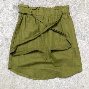 Army green pencil skirt with belt